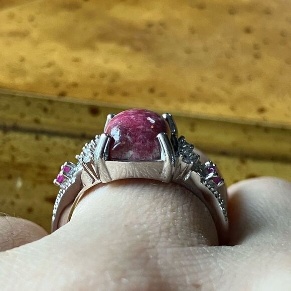 Norwegian Thulite Ruby Sterling Silver Ring Size 7.75 - Picture 2 of 8